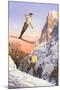 Ski Jumper-null-Mounted Art Print