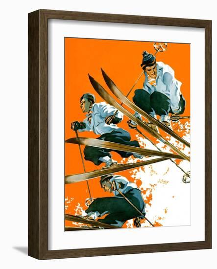"Ski Jumpers,"February 26, 1938-Ski Weld-Framed Giclee Print