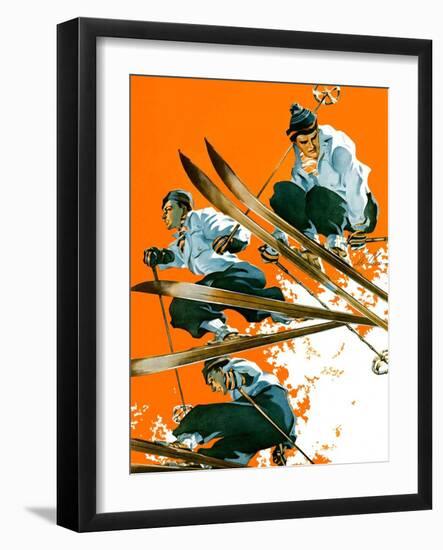"Ski Jumpers,"February 26, 1938-Ski Weld-Framed Giclee Print
