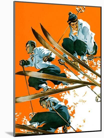 "Ski Jumpers,"February 26, 1938-Ski Weld-Mounted Giclee Print