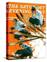 "Ski Jumpers," Saturday Evening Post Cover, February 26, 1938-Ski Weld-Stretched Canvas