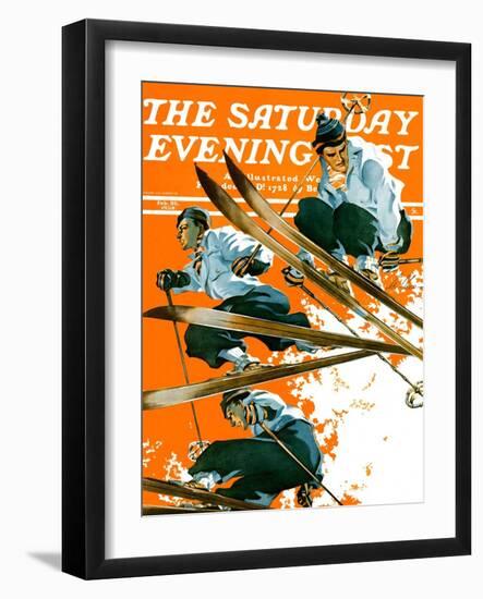 "Ski Jumpers," Saturday Evening Post Cover, February 26, 1938-Ski Weld-Framed Giclee Print