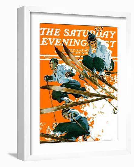 "Ski Jumpers," Saturday Evening Post Cover, February 26, 1938-Ski Weld-Framed Giclee Print