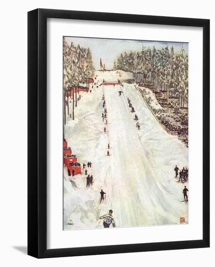 Ski Jumping in Oslo 1905-Nico Jungman-Framed Art Print