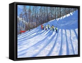 Ski Lesson,Tignes,France,-Andrew Macara-Framed Stretched Canvas