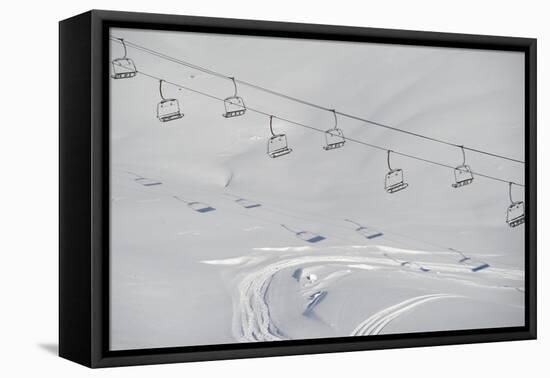 Ski Lifts in the Region of Bavarian Oberstdorf in Winter-Frank May-Framed Stretched Canvas