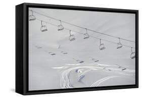 Ski Lifts in the Region of Bavarian Oberstdorf in Winter-Frank May-Framed Stretched Canvas