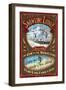 Ski Lodge - Vintage Sign-Lantern Press-Framed Art Print