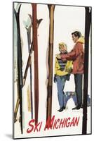 Ski Michigan - Couple by Skis in the Snow-Lantern Press-Mounted Art Print