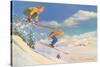 Ski Montana, Ladies Skiing-null-Stretched Canvas