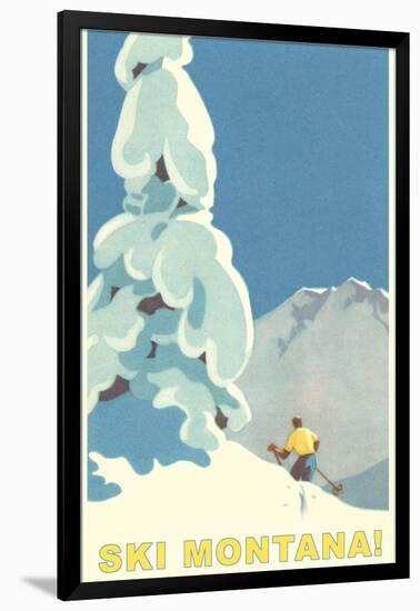 Ski Montana, Snow on Pine Tree-null-Framed Art Print