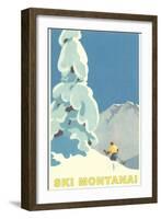 Ski Montana, Snow on Pine Tree-null-Framed Art Print