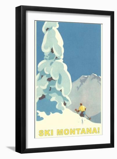 Ski Montana, Snow on Pine Tree-null-Framed Art Print