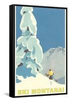 Ski Montana, Snow on Pine Tree-null-Framed Stretched Canvas