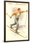 Ski Montana, Vintage Cross Country Skier-null-Framed Art Print