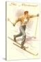 Ski Montana, Vintage Cross Country Skier-null-Stretched Canvas