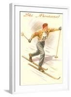 Ski Montana, Vintage Cross Country Skier-null-Framed Art Print