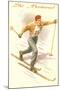 Ski Montana, Vintage Cross Country Skier-null-Mounted Art Print