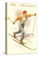 Ski Montana, Vintage Cross Country Skier-null-Stretched Canvas