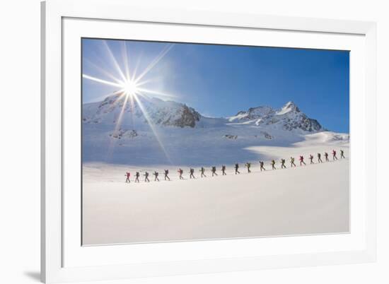 Ski mountaineers in the hochniochferner glacier, Austria, Europe.-ClickAlps-Framed Photographic Print