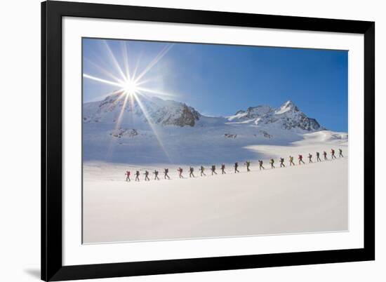 Ski mountaineers in the hochniochferner glacier, Austria, Europe.-ClickAlps-Framed Photographic Print