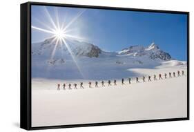 Ski mountaineers in the hochniochferner glacier, Austria, Europe.-ClickAlps-Framed Stretched Canvas