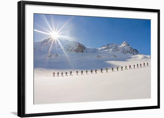 Ski mountaineers in the hochniochferner glacier, Austria, Europe.-ClickAlps-Framed Photographic Print