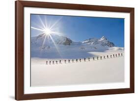 Ski mountaineers in the hochniochferner glacier, Austria, Europe.-ClickAlps-Framed Photographic Print