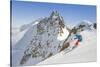 Ski mountaneering, Forni glacier, Italy, Alps. Ski mountaneering at Forni Glacier in italian Alps-ClickAlps-Stretched Canvas