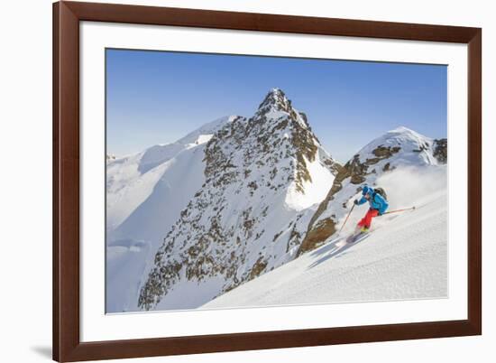 Ski mountaneering, Forni glacier, Italy, Alps. Ski mountaneering at Forni Glacier in italian Alps-ClickAlps-Framed Photographic Print