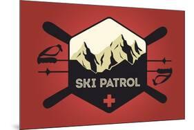 Ski Patrol Badge - Vector Style-Lantern Press-Mounted Premium Giclee Print