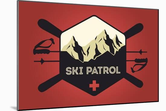 Ski Patrol Badge - Vector Style-Lantern Press-Mounted Art Print