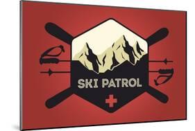 Ski Patrol Badge - Vector Style-Lantern Press-Mounted Art Print