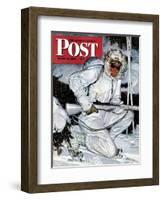 "Ski Patrol Soldier," Saturday Evening Post Cover, March 27, 1943-Mead Schaeffer-Framed Giclee Print