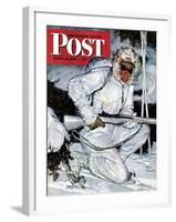 "Ski Patrol Soldier," Saturday Evening Post Cover, March 27, 1943-Mead Schaeffer-Framed Giclee Print