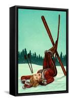 Ski Pinup-Lantern Press-Framed Stretched Canvas