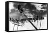 Ski Poles. Gloves. Skis-null-Framed Stretched Canvas