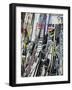 Ski Rack with Skis, Grindelwald, Bern, Switzerland-Walter Bibikow-Framed Photographic Print