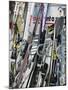 Ski Rack with Skis, Grindelwald, Bern, Switzerland-Walter Bibikow-Mounted Photographic Print