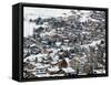 Ski Resort Chalets, Verbier, Valais, Wallis, Switzerland-Walter Bibikow-Framed Stretched Canvas