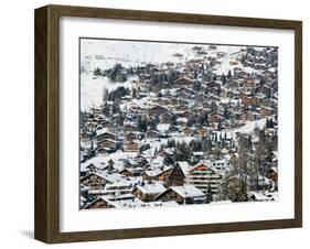 Ski Resort Chalets, Verbier, Valais, Wallis, Switzerland-Walter Bibikow-Framed Premium Photographic Print