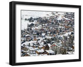 Ski Resort Chalets, Verbier, Valais, Wallis, Switzerland-Walter Bibikow-Framed Premium Photographic Print