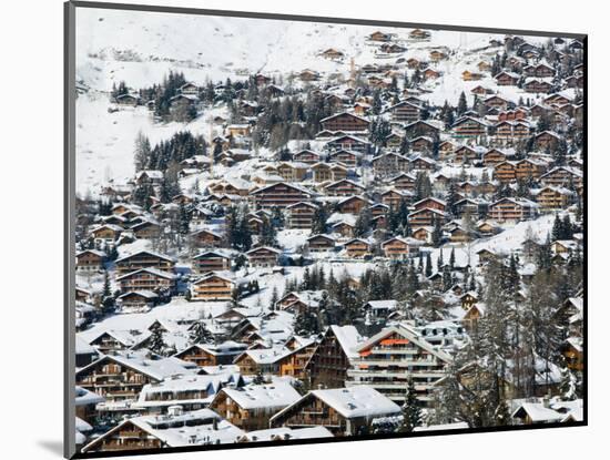Ski Resort Chalets, Verbier, Valais, Wallis, Switzerland-Walter Bibikow-Mounted Photographic Print