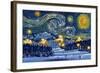 Ski Resort with Mountain - Starry Night - Lantern Press Artwork-Lantern Press-Framed Art Print