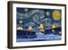 Ski Resort with Mountain - Starry Night - Lantern Press Artwork-Lantern Press-Framed Art Print