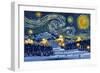 Ski Resort with Mountain - Starry Night - Lantern Press Artwork-Lantern Press-Framed Art Print