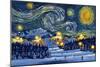 Ski Resort with Mountain - Starry Night - Lantern Press Artwork-Lantern Press-Mounted Art Print