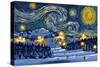 Ski Resort with Mountain - Starry Night - Lantern Press Artwork-Lantern Press-Stretched Canvas