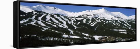 Ski Resorts in Front of a Mountain Range, Breckenridge, Summit County, Colorado, USA-null-Framed Stretched Canvas