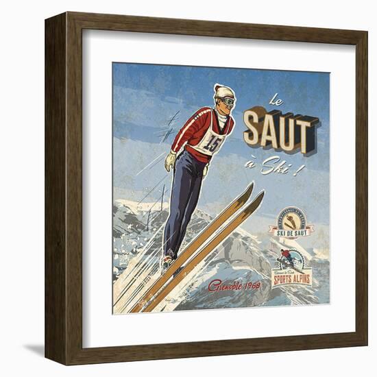 Ski saut-Bruno Pozzo-Framed Art Print